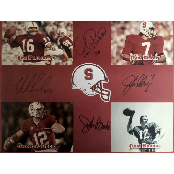 University of Stanford John Elway Jim Plunkett Andrew Luck John Brodie 11 by 14 photo signed - Awesome Artifacts 