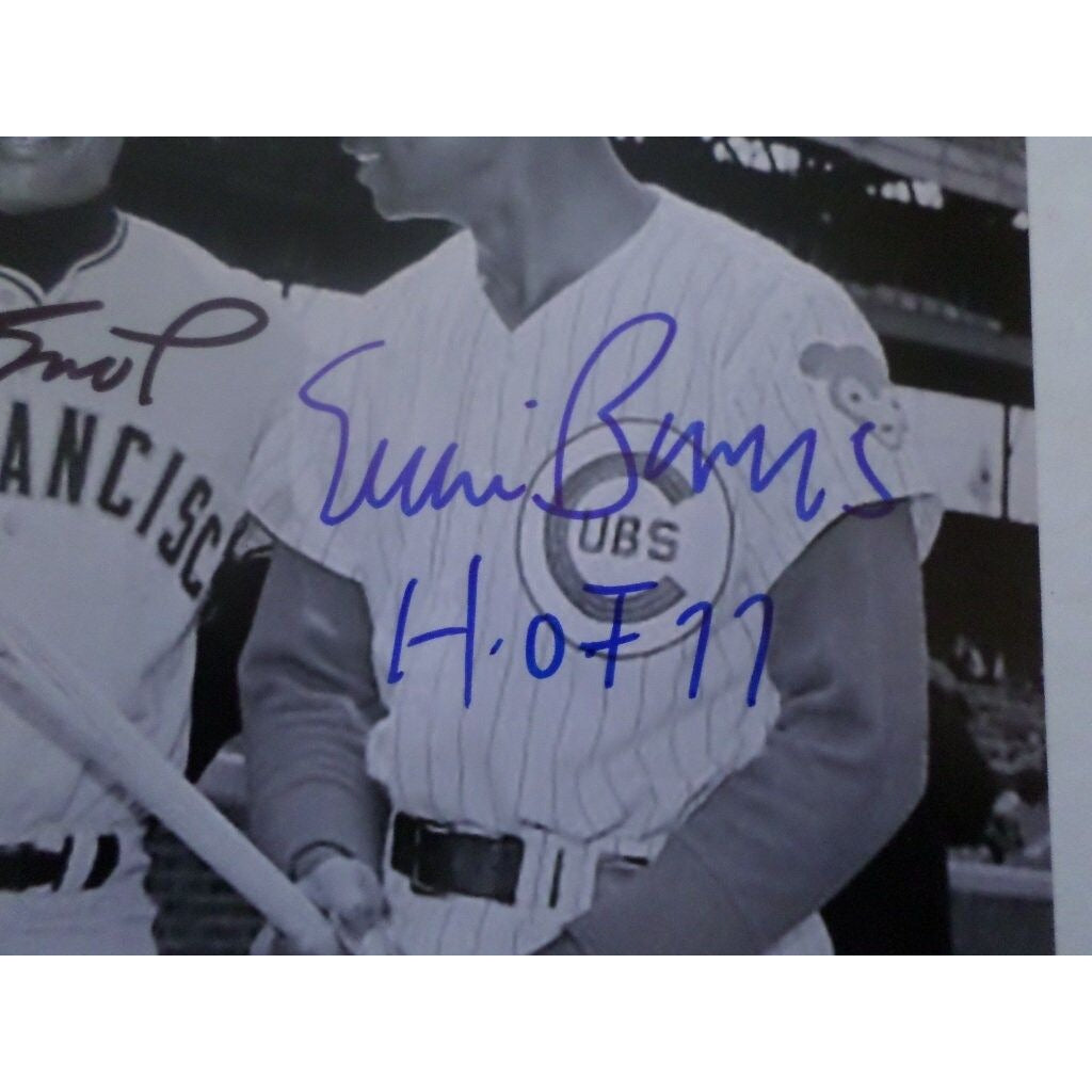Willie Mays and Ernie Banks 8 by 10 signed photo