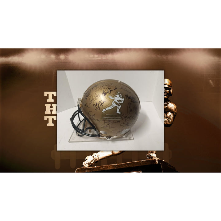 40 Heisman Trophy award winners Roger Staubach Barry Sanders Bo Jackson Riddell pro model helmet signed with free case