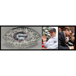 Load image into Gallery viewer, Georgia Bulldogs 2022-23 Stetson Bennett, Brock Bowers, Kirby Smart team signed football with proof with free case
