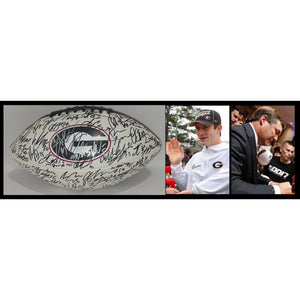 Georgia Bulldogs 2022-23 Stetson Bennett, Brock Bowers, Kirby Smart team signed football with proof with free case