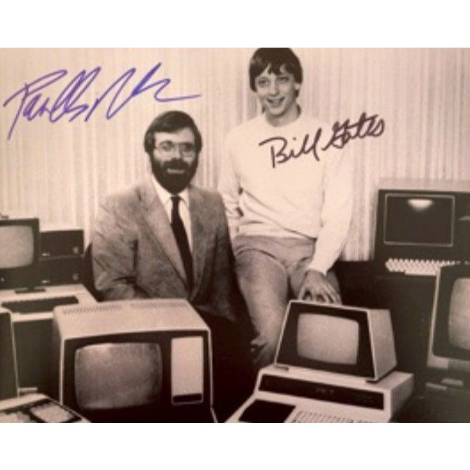 Paul Allen and Bill Gates 8x10 photo signed with proof
