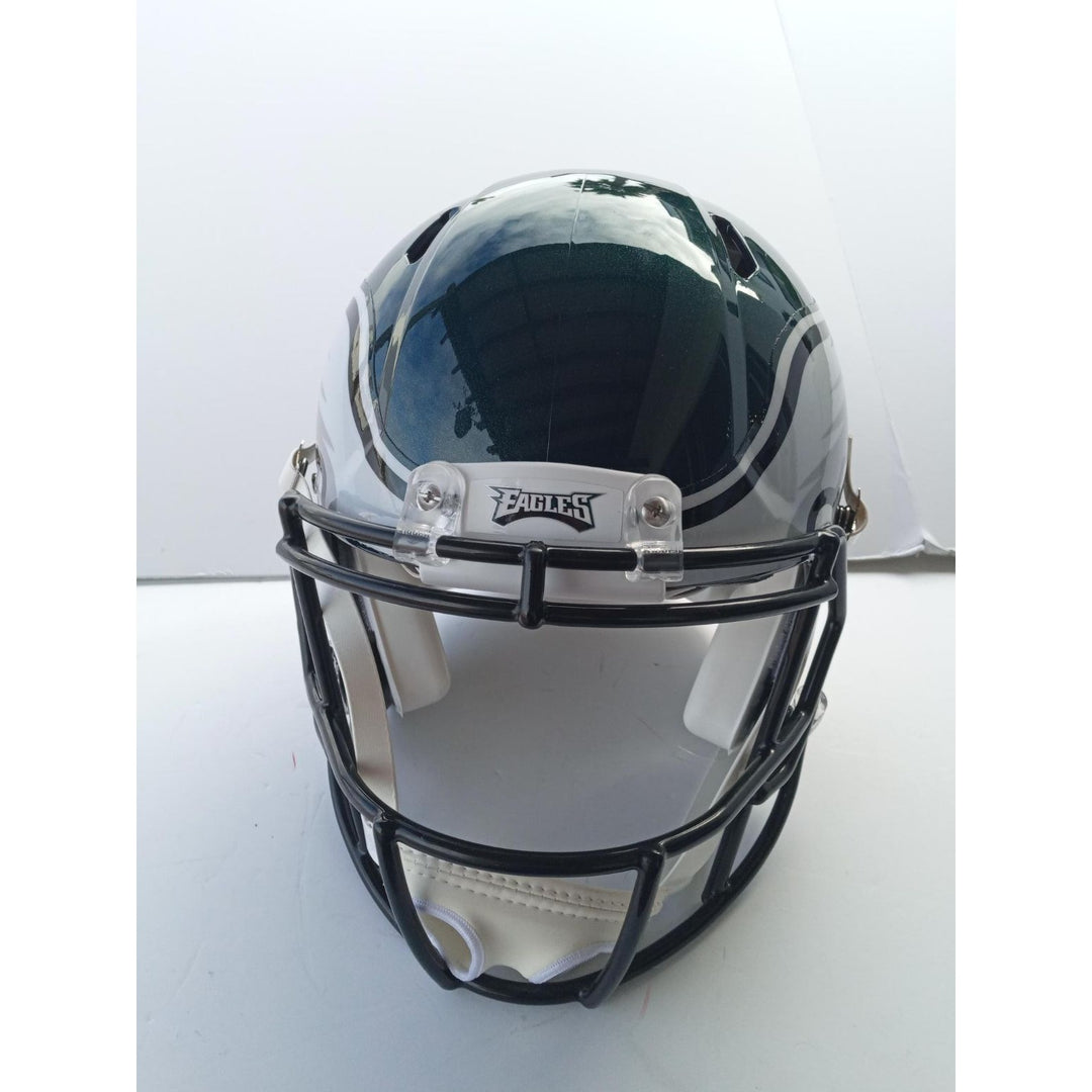 Philadelphia Eagles Jalen hurts Riedel speed authentic pro model helmet signed with proof and free acrylic display case