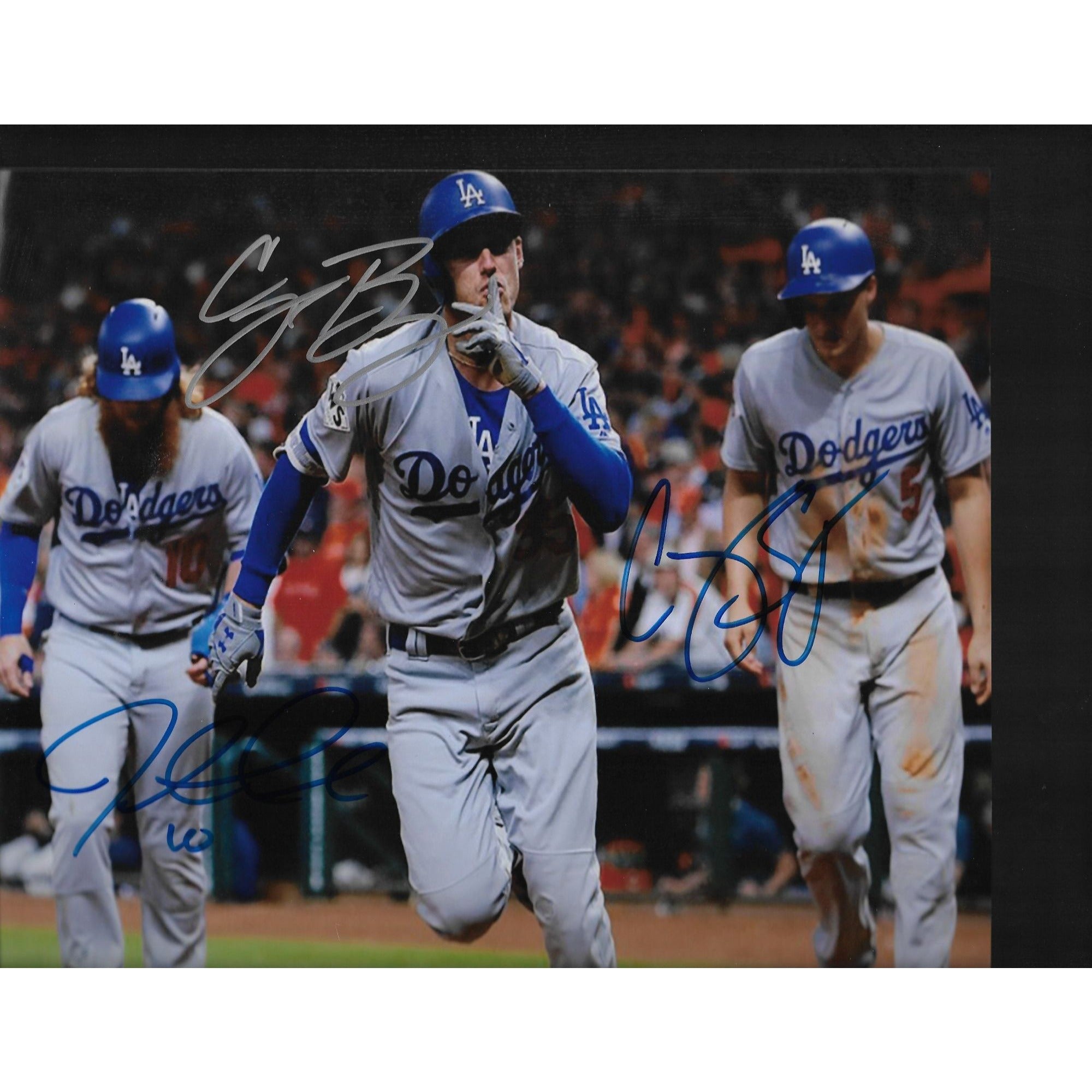 Justin Turner, Cody Bellinger and Corey Seager 8 by 10 signed photo with proof