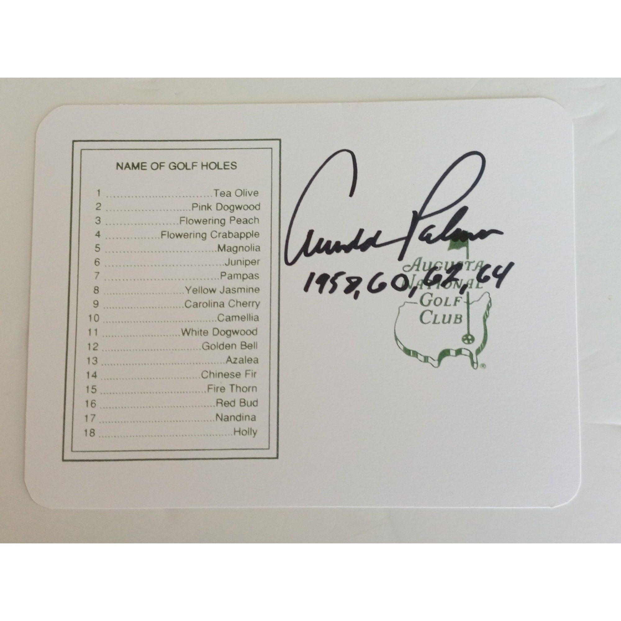 Arnold Palmer Masters scorecard signed with proof