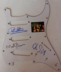 Genesis Peter Gabriel, Phil Collins, Tony Banks, and Mike Rutherford guitar pick guard signed with proof