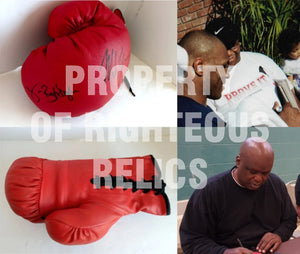 Mike Tyson and James Buster Douglas Everlast leather boxing glove signed with proof