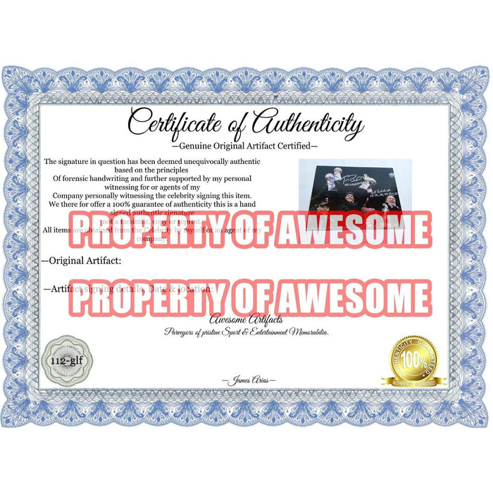 Certificate of Authenticity for Tom Brady, Bill Belichick and Robert Kraft 8 by 10 signed photo with proof