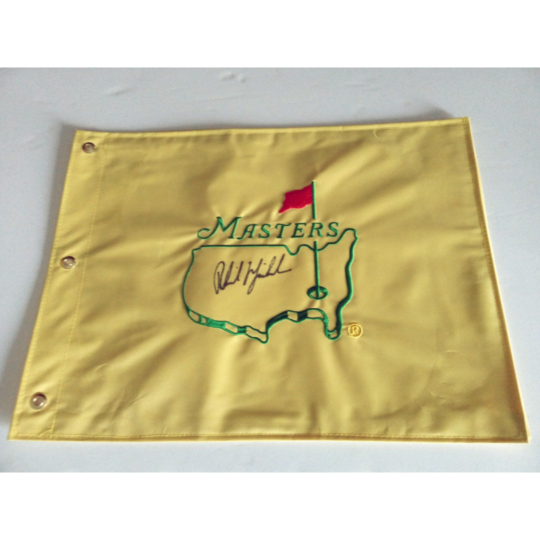 Phil Mickelson Masters Golf pin flag signed with proof - Awesome Artifacts 