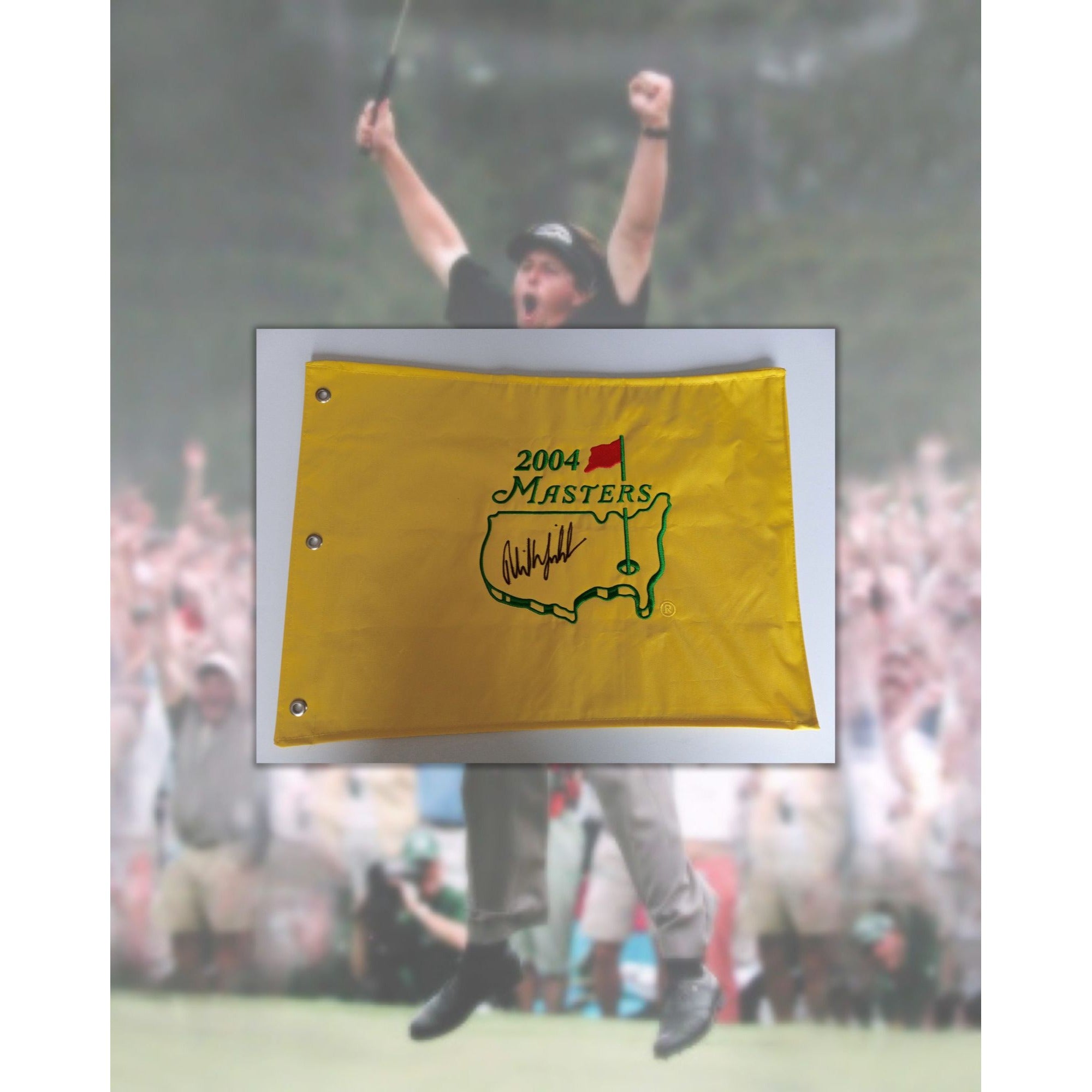 Phil Mickelson 2004 Masters Golf flag signed with proof