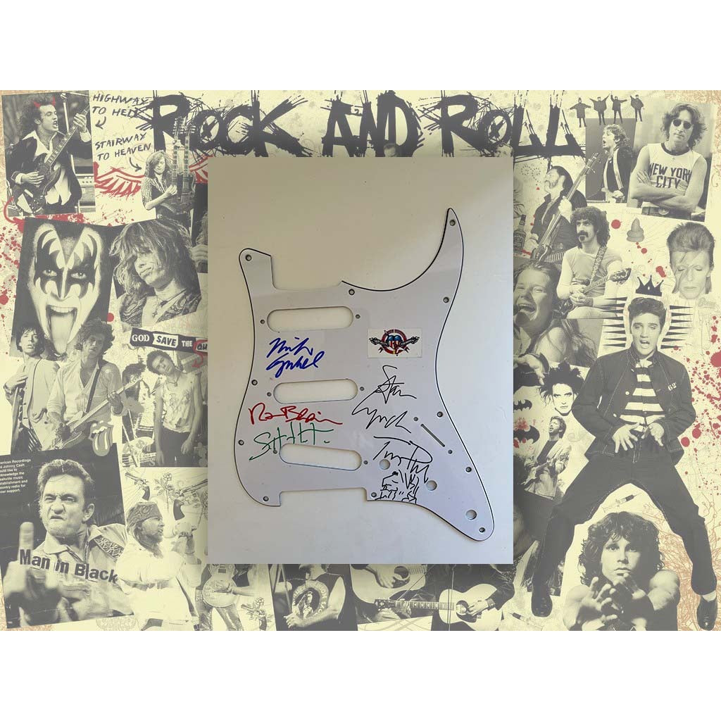 Tom Petty (with drawing) Stan Lynch Ron Blair Mike Campbell Benmont Tench The Heartbreakers electric guitar pickguard signed with proof