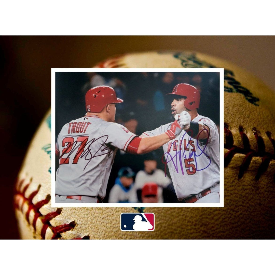 Mike Trout and Albert Pujols just 8 by 10 photo signed with proof - Awesome Artifacts 