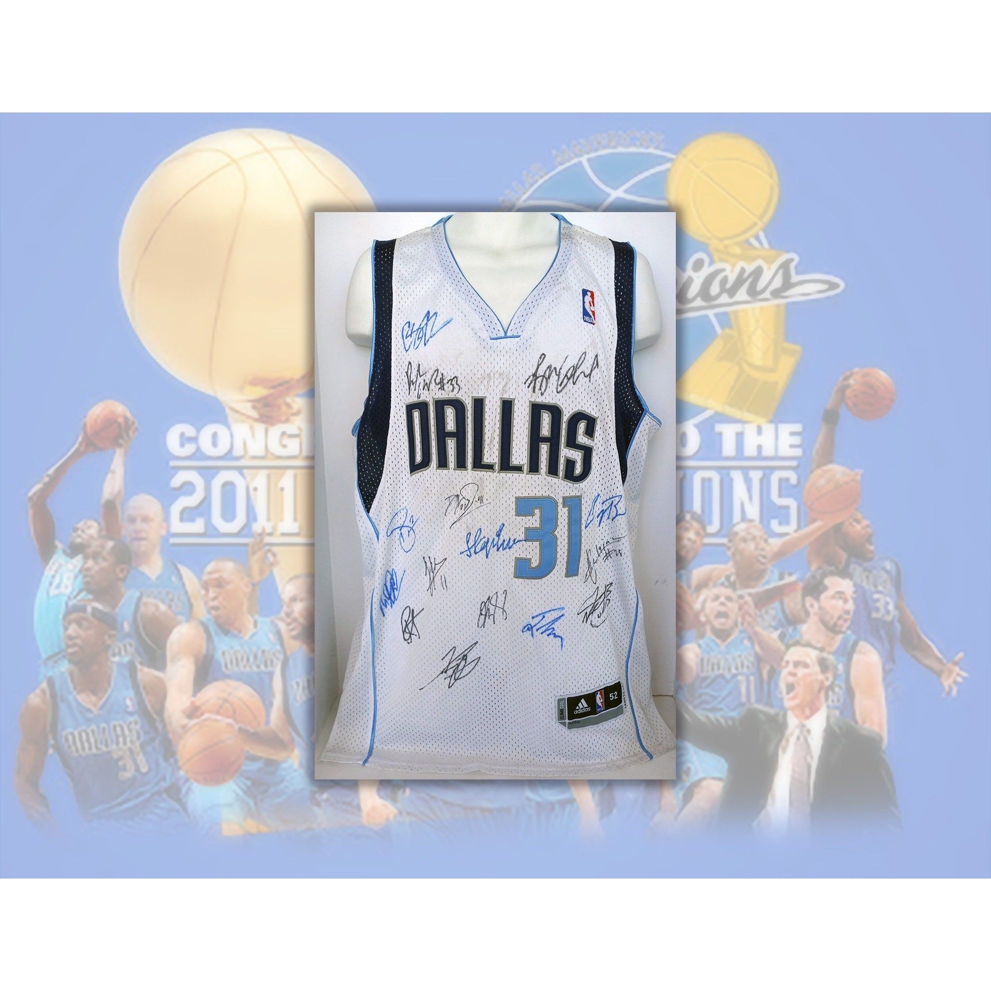 Dallas Mavericks, Dirk Nowitzki NBA champs team signed jersey