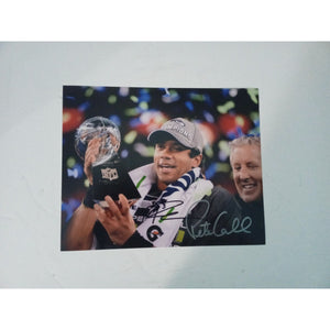 Russell Wilson and Pete Carroll 8x10 photo signed with proof