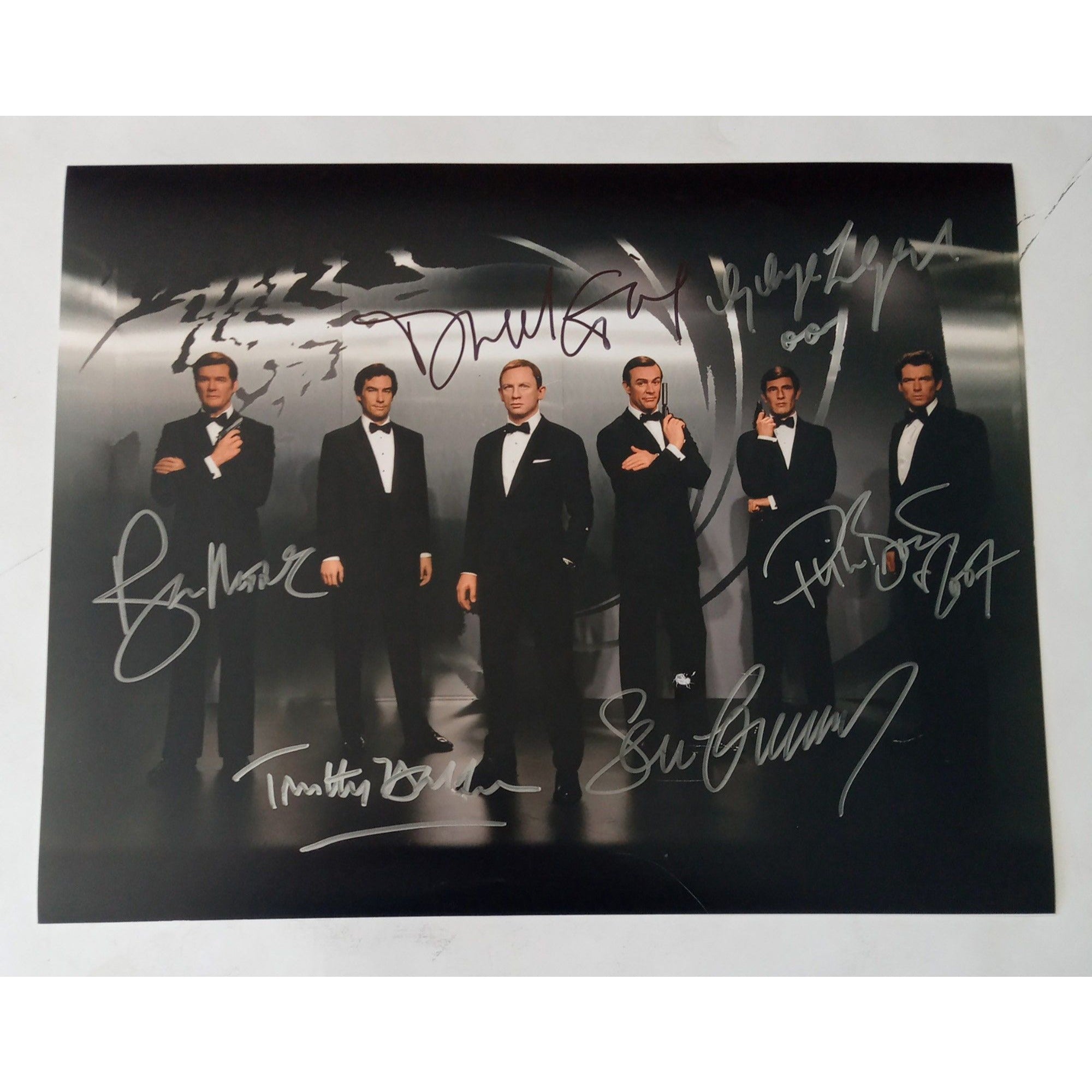 James Bond Rodger Moore Sean Connery 11 x 14 sign photo with proof