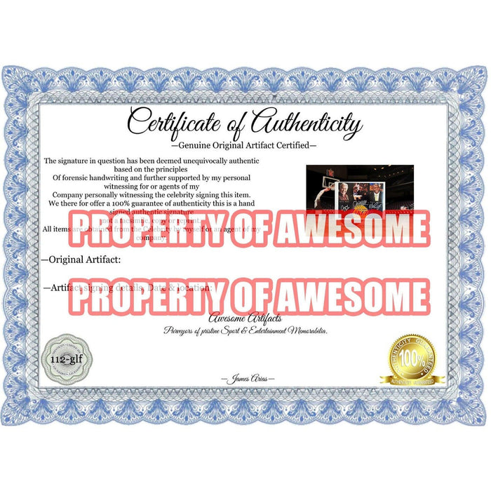 Certificate of Authenticity for Jerry Buss Jack Nicholson and Magic Johnson 8 by 10 signed photo