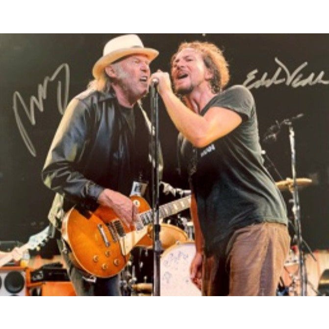 Eddie Vedder and Neil Young 8 x 10 signed photo with proof