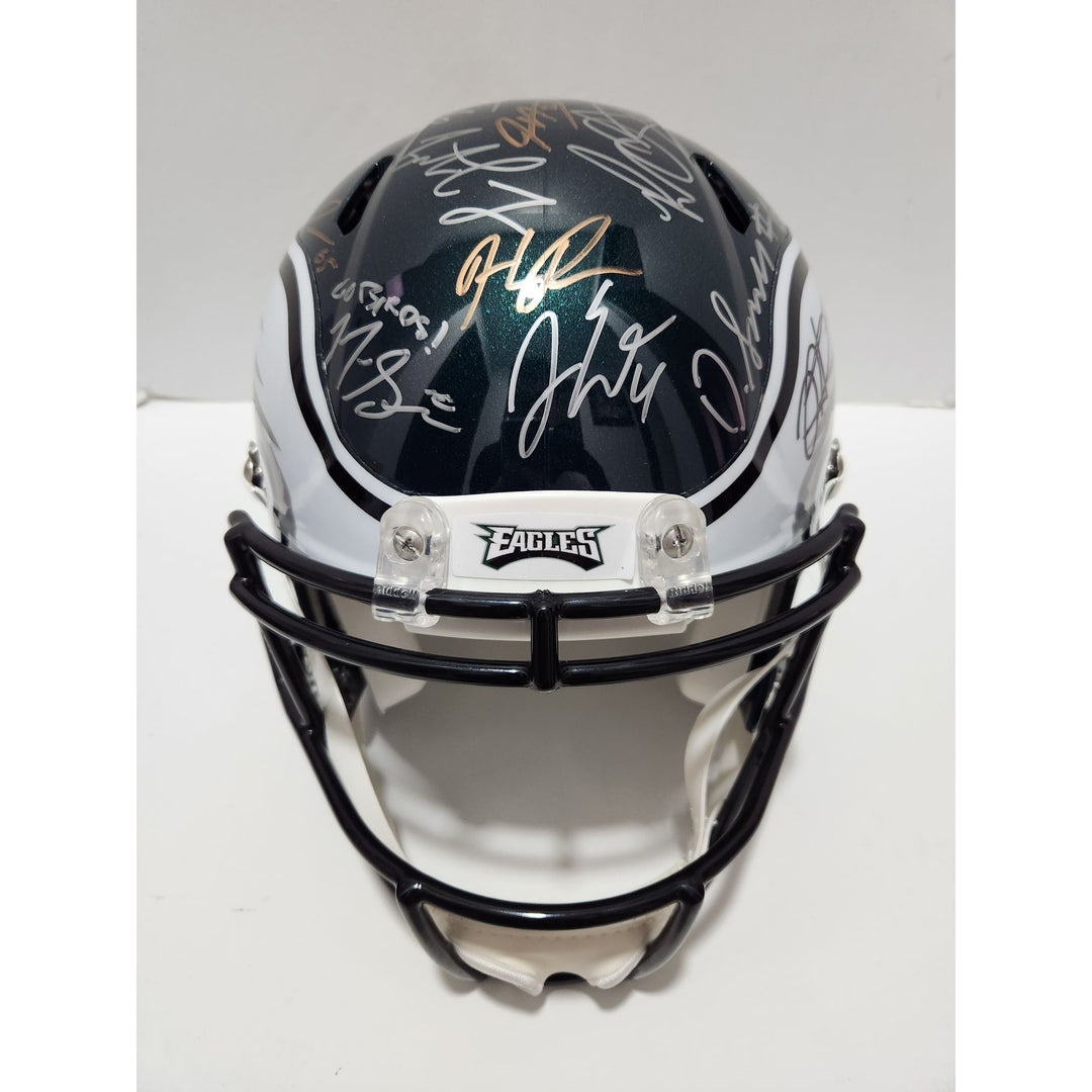 2022 Philadelphia Eagles Jalen Hurts AJ Brown Riddell Speed authentic game model helmet team signed helmet with proof