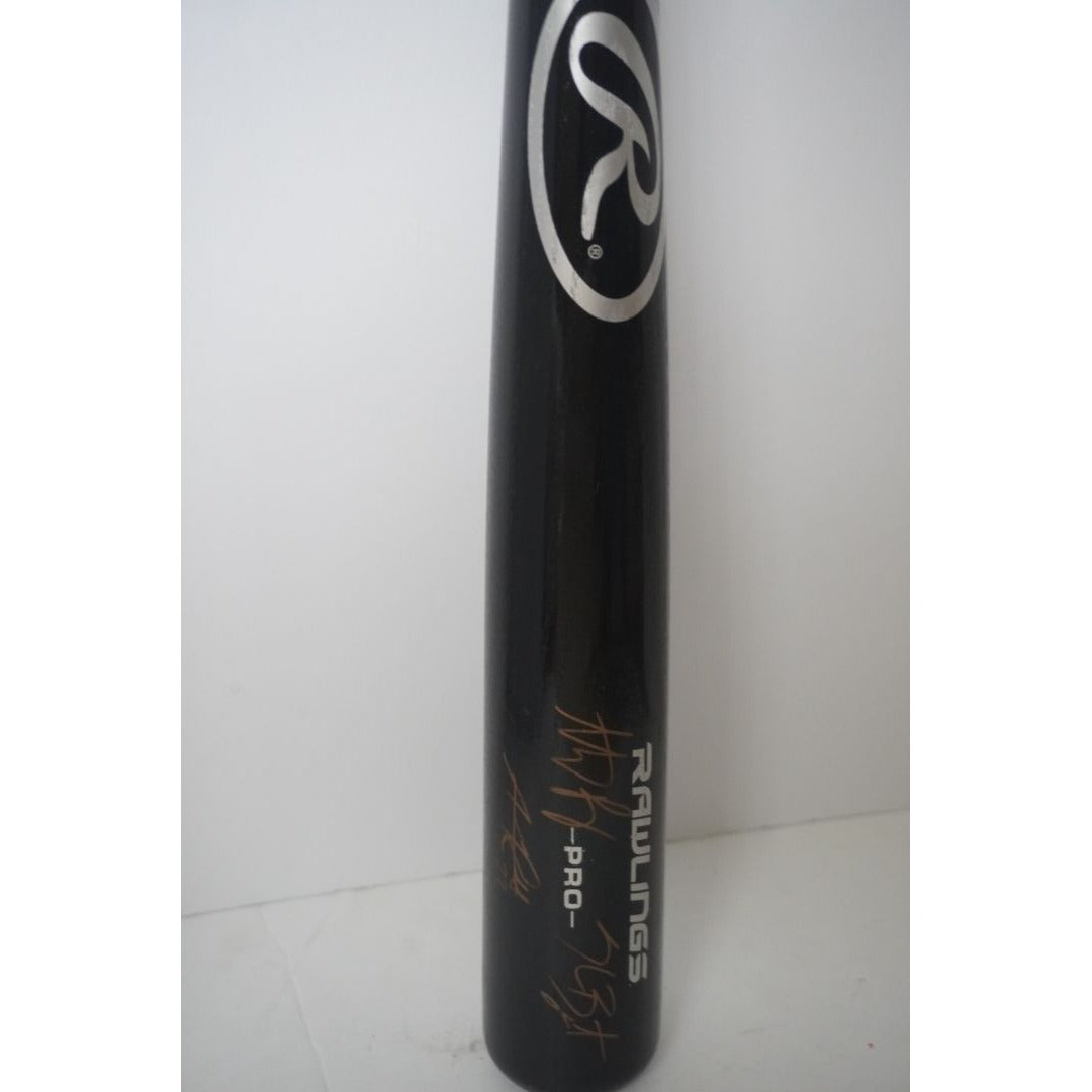 Chicago Cubs Anthony Rizzo, Addison Russell, Kris Bryant big stick bat signed proof