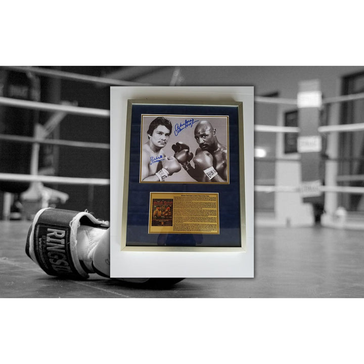 Marvin Hagler Roberto Duran 11x14 photo signed and framed with proof 24x20