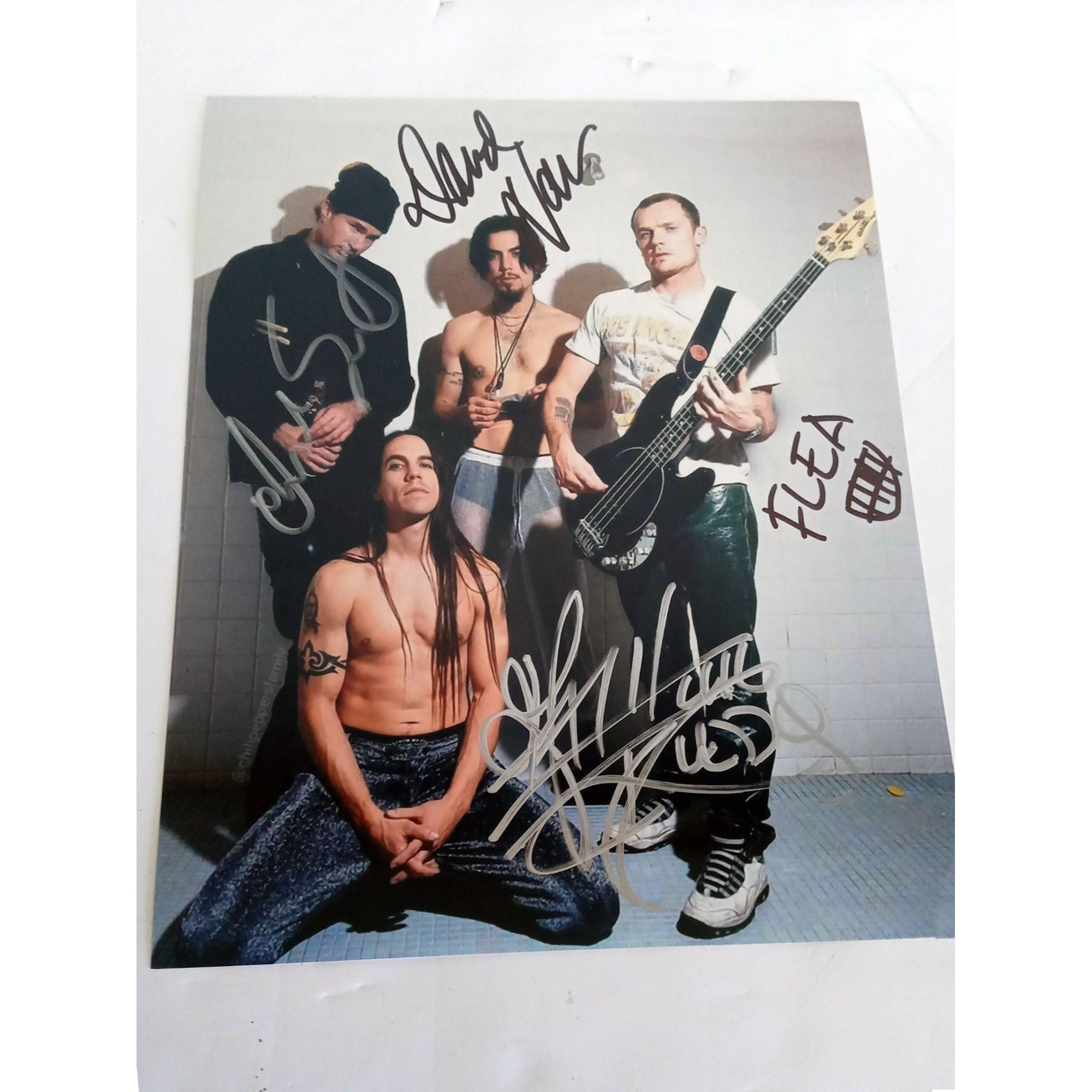 Anthony Kiedis, Flea, Red Hot Chili Peppers 8 by 10 signed photo with proof