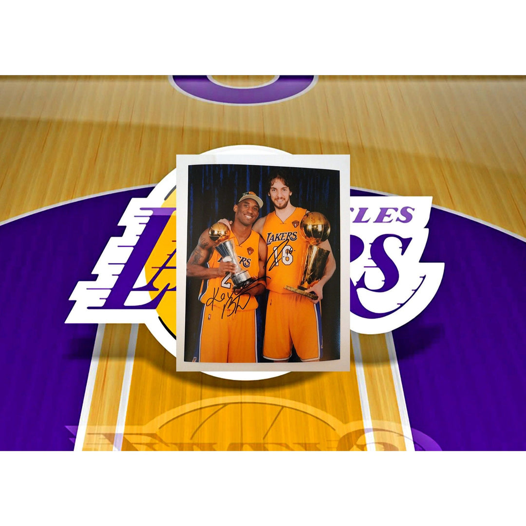 Kobe Bryant and Pau Gasol 8 by 10 signed photo with proof - Awesome Artifacts 