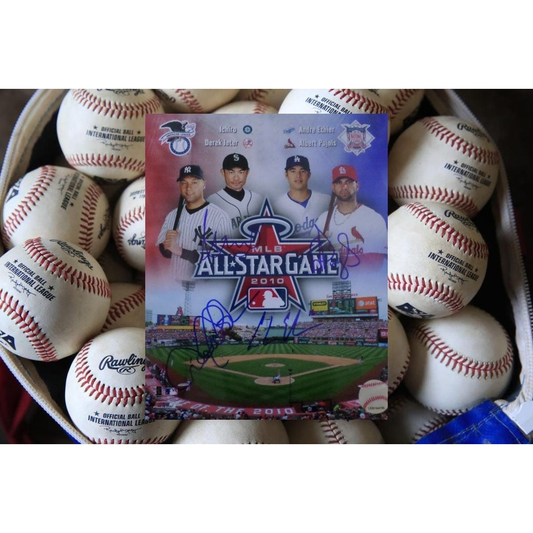 Albert Pujols Ichiro Suzuki Derek Jeter 8X10 ALL STAR GAME 2010 sided photo