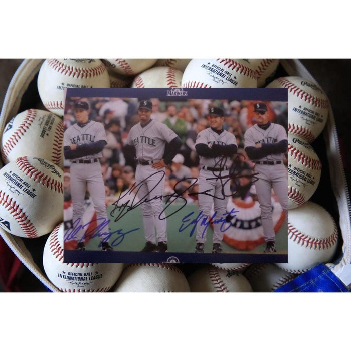 Ken Griffey jr. Jay buhner Edgar Martinez Alex Rodriguez 8 by 10 signed photo with proof