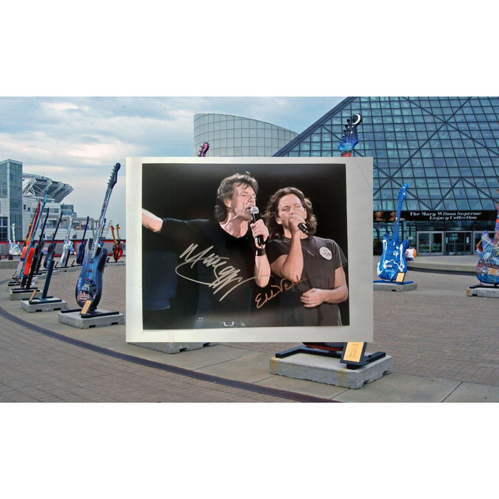 Mick Jagger and Eddie Vedder 8 by 10 signed photo with proof