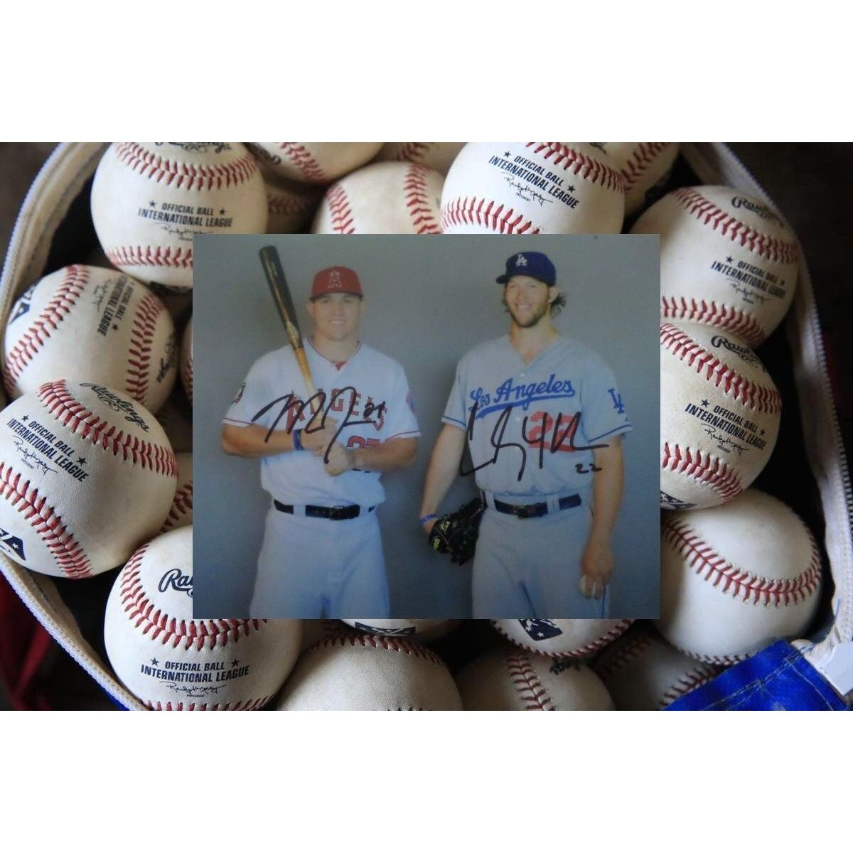 Mike Trout and Clayton Kershaw 8 by 10 signed photo with proof