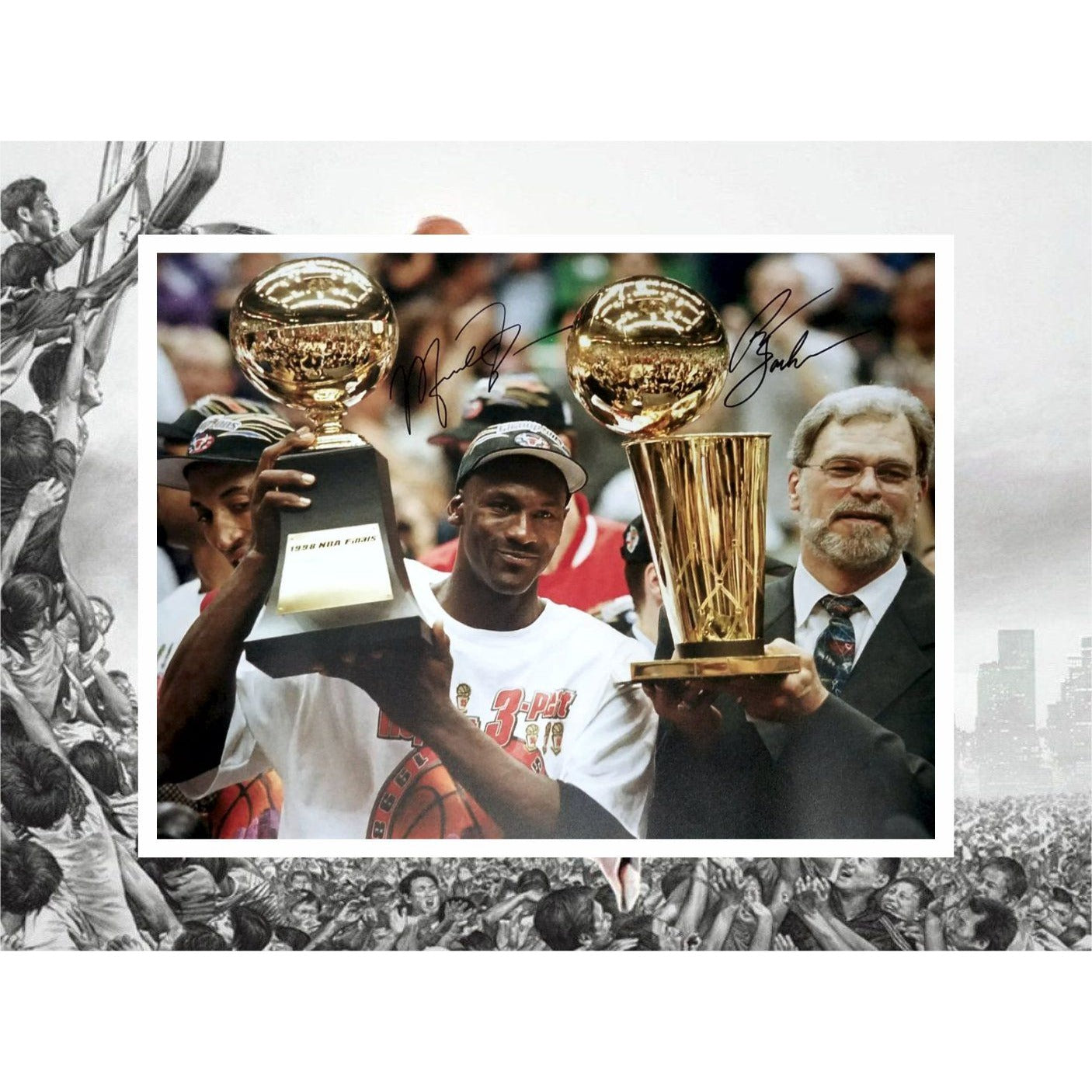 Phil Jackson Michael Jordan Chicago Bulls 16x20 photo signed with proof