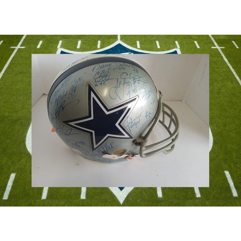 Dallas Cowboys 1995 96 Super Bowl champions team signed Riddell replic –  Awesome Artifacts