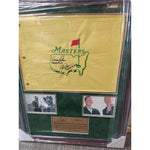 Load image into Gallery viewer, Arnold Palmer and Jack Nicklaus framed 32x26, and signed Masters Golf pin flag signed with proof
