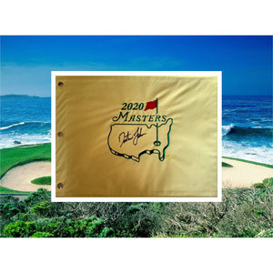 Dustin Johnson 2020 Masters flag signed with proof