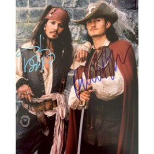 Pirates of the Caribbean Johnny Depp and Orlando Bloom 8 by 10 signed photo with proof