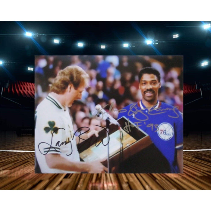Larry Bird and Julius Erving 8 by 10 signed photo