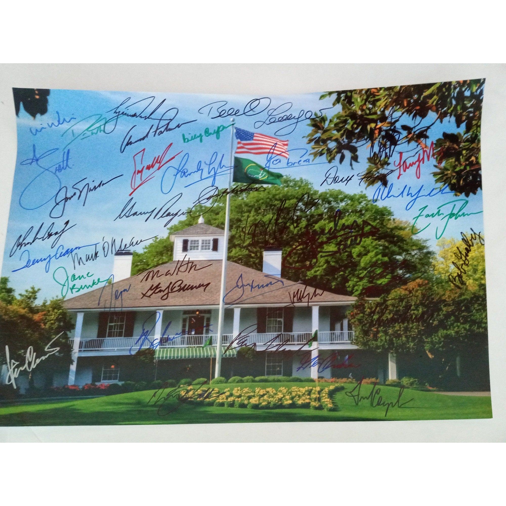 38 Masters champions Tiger Woods, Phil Mickelson, Arnold Palmer 16 x 20 signed with proof