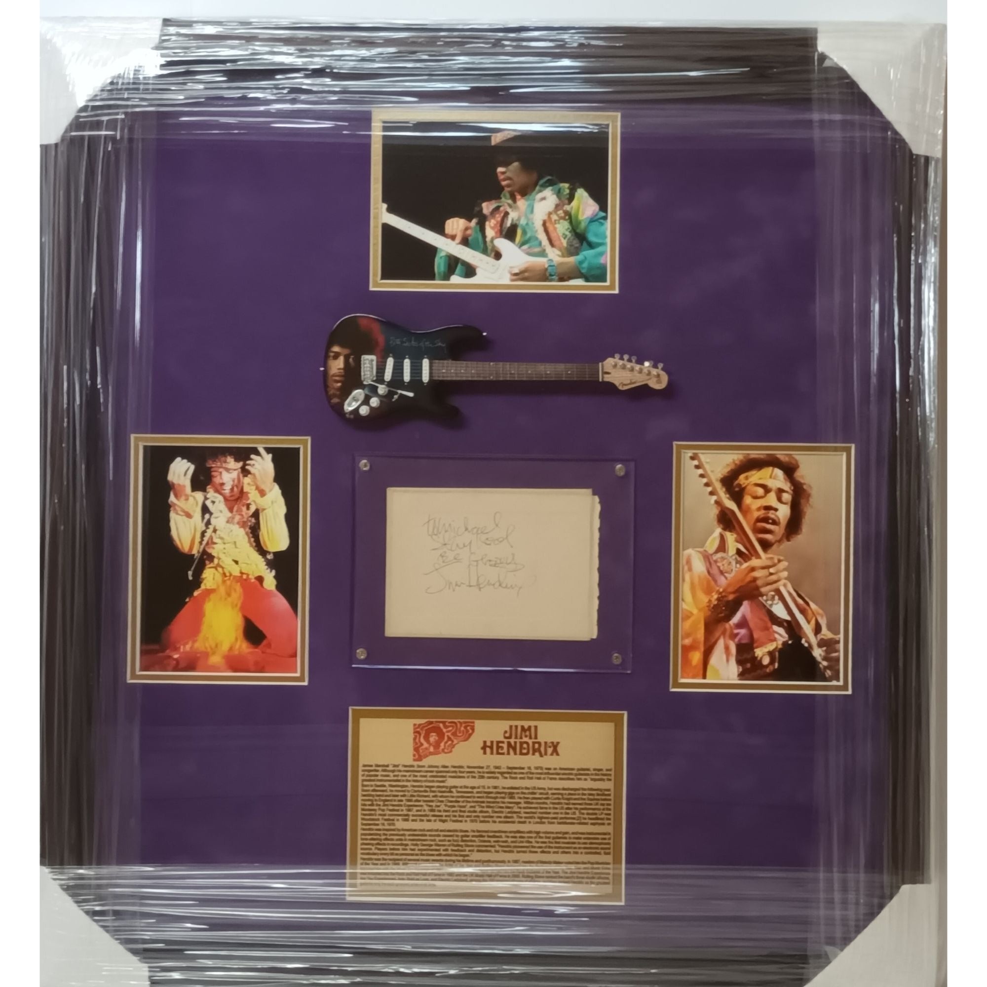 Jimi Hendrix signed autograph book page framed