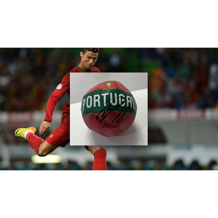 Portugual Cristiano Ronaldo mini soccer ball signed with proof