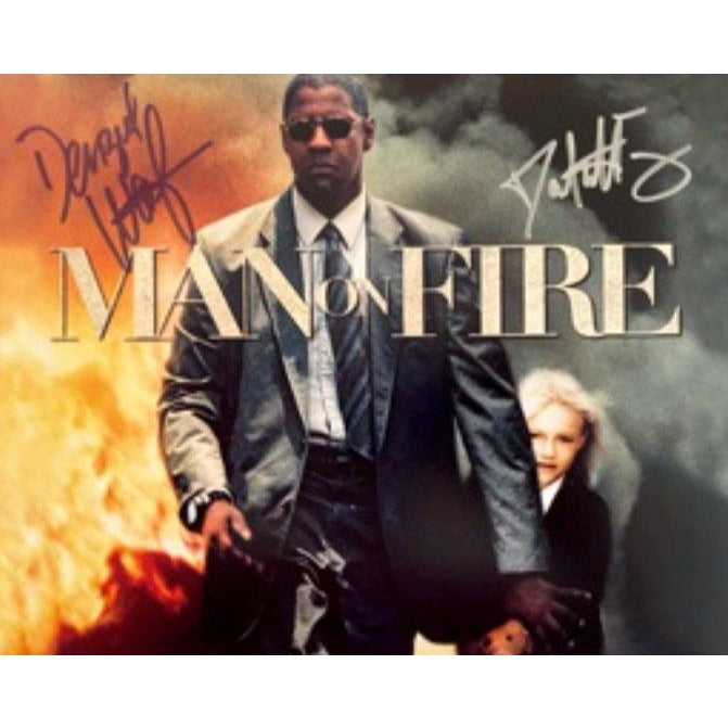 Denzel Washington and Dakota Fanning Man on Fire 8 x 10 signed photo with proof