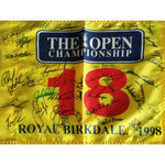 Load image into Gallery viewer, Jack Nicklaus Phil Mickelson Arnold Palmer Tiger Woods Open Champion Signed flag with proof
