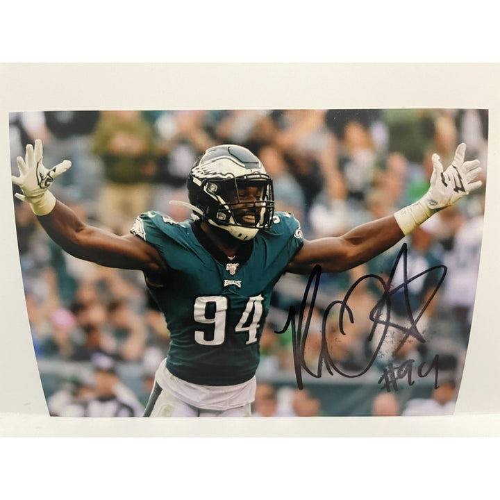 Josh Sweat Philadelphia Eagles 5x7 photo signed with proof with free acrylic frame