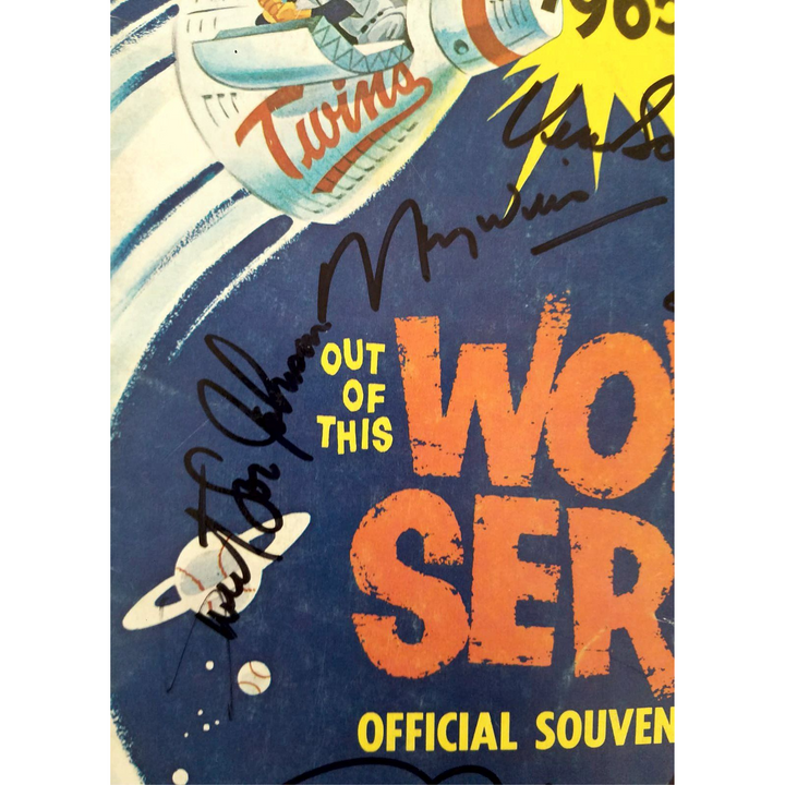 Los Angeles Dodgers 1965 World Series program signed with proof Vin Scully Sandy Koufax Maury Wills