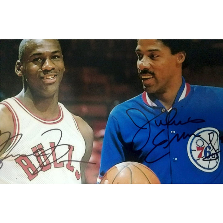 Michael Jordan Julius Dr J Irving 16x20 photo signed with proof