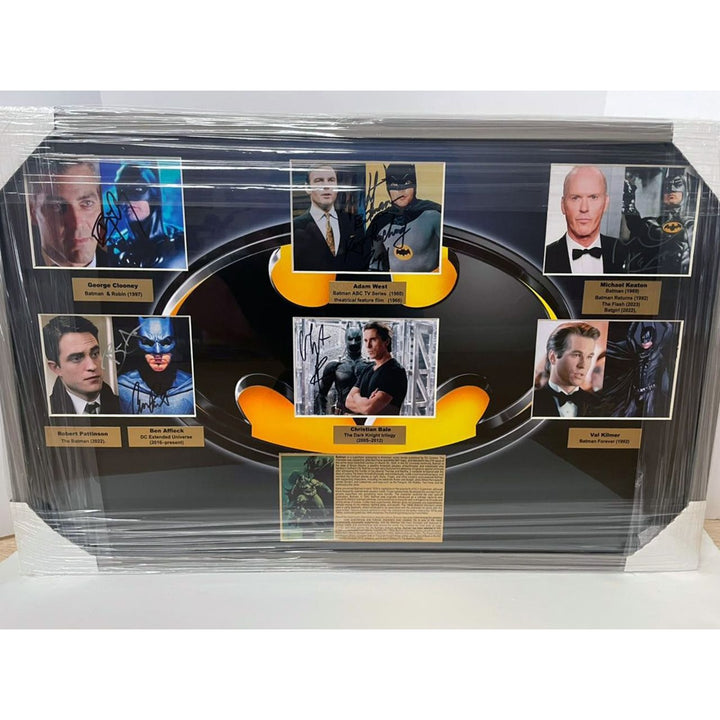 Batman Adam West, Michael Keaton, Christian Bale, Robert Pattinson, George Clooney, Ben Affleck 5x7 photos framed and signed with proof