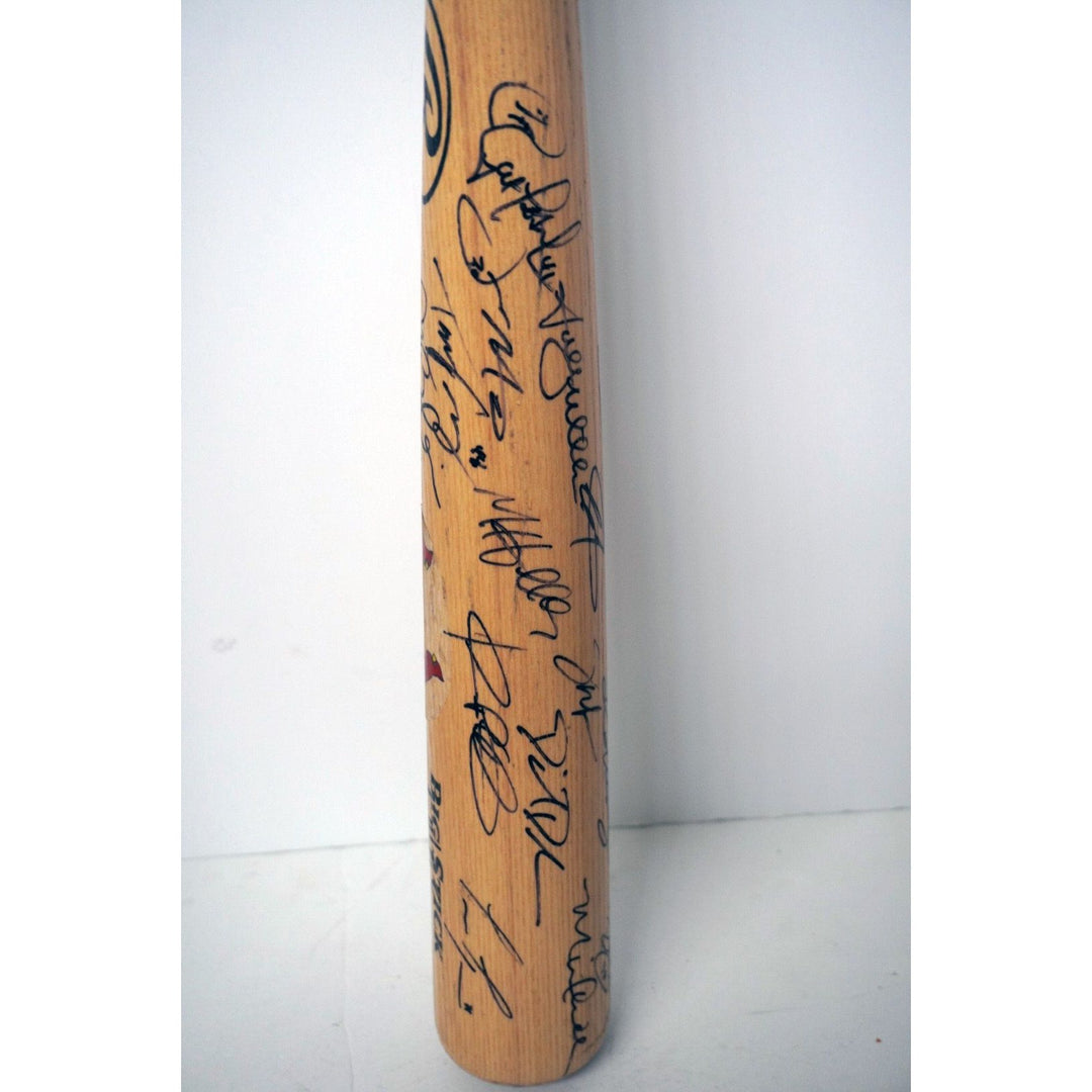 St. Louis Cardinals David Freese, Yadier Molina, Adam Wainwright, Matt Holliday 2011 World Series champions team signed bat  with proof - Awesome Artifacts 