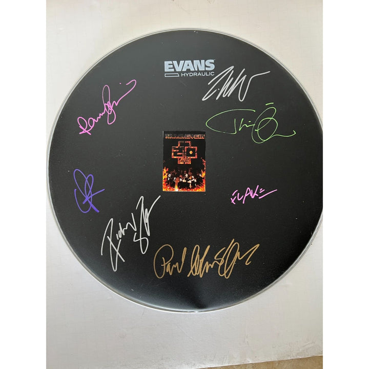 Rammstein 14' drum head Till Linderman Richard Kruspe Paul Landers Oliver Riedel Christoph Schneider , Christian "flake" Lorenz signed