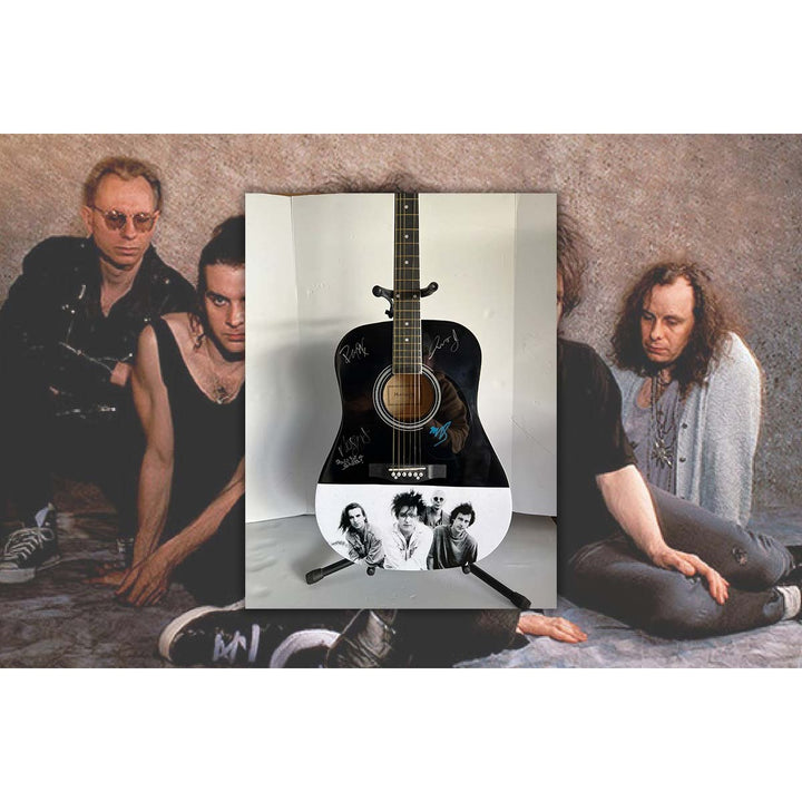 Robert Smith, bassist Simon Gallup, Roger O'Donnell The Cure 39' Huntington full size acoustic guitar signed with proof