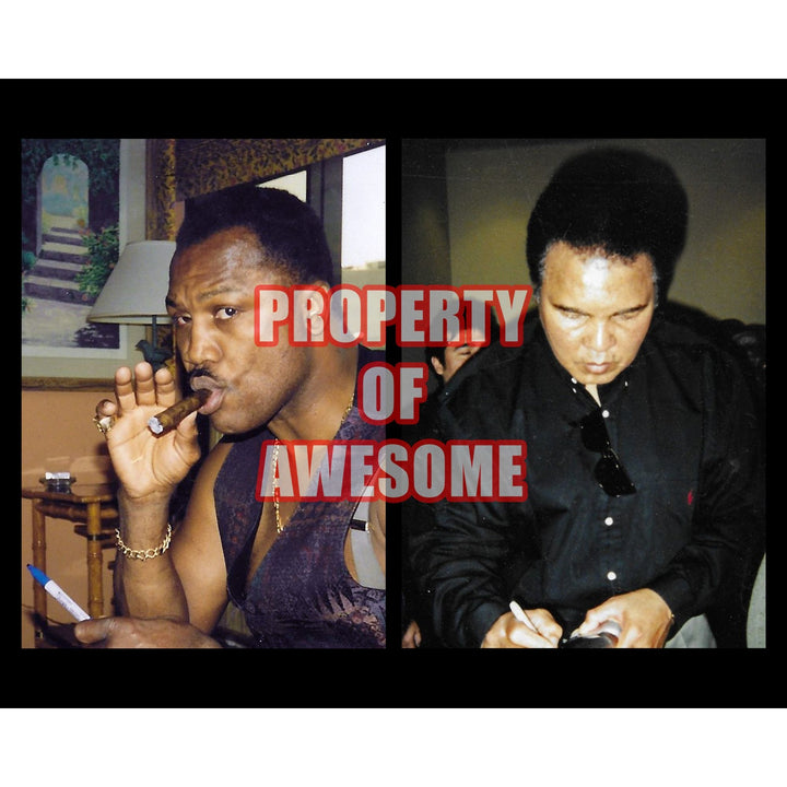 Muhammad Ali and Joe Frazier 11 by 14 photo signed with proof - Awesome Artifacts 