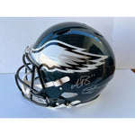Load image into Gallery viewer, Jalen hurts Devonta Smith AJ Brown Miles Sanders and Boston Scott Philadelphia Eagles speed authentic helmet signed with proof free case
